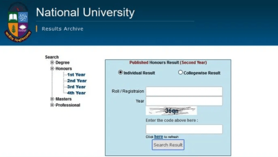 NU Honours 1st Year Result