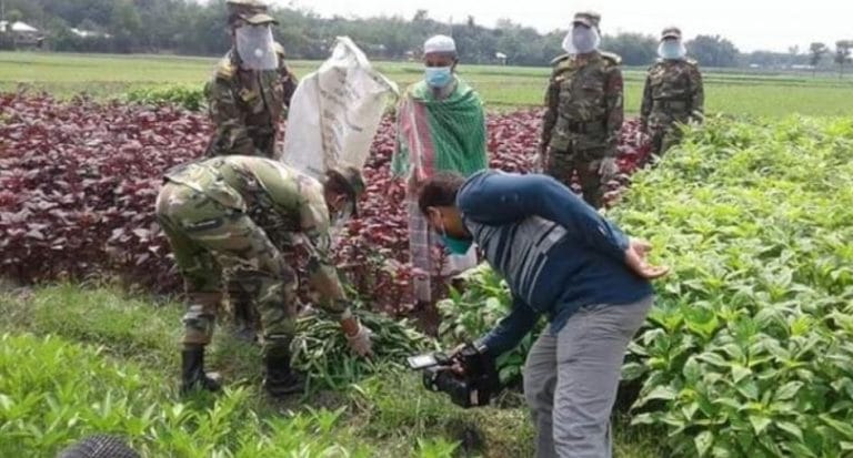 করোনায় চাষিদের লোকসান ঠেকাতে ক্ষেত থেকে সবজি কিনছে সেনাবাহিনী !!